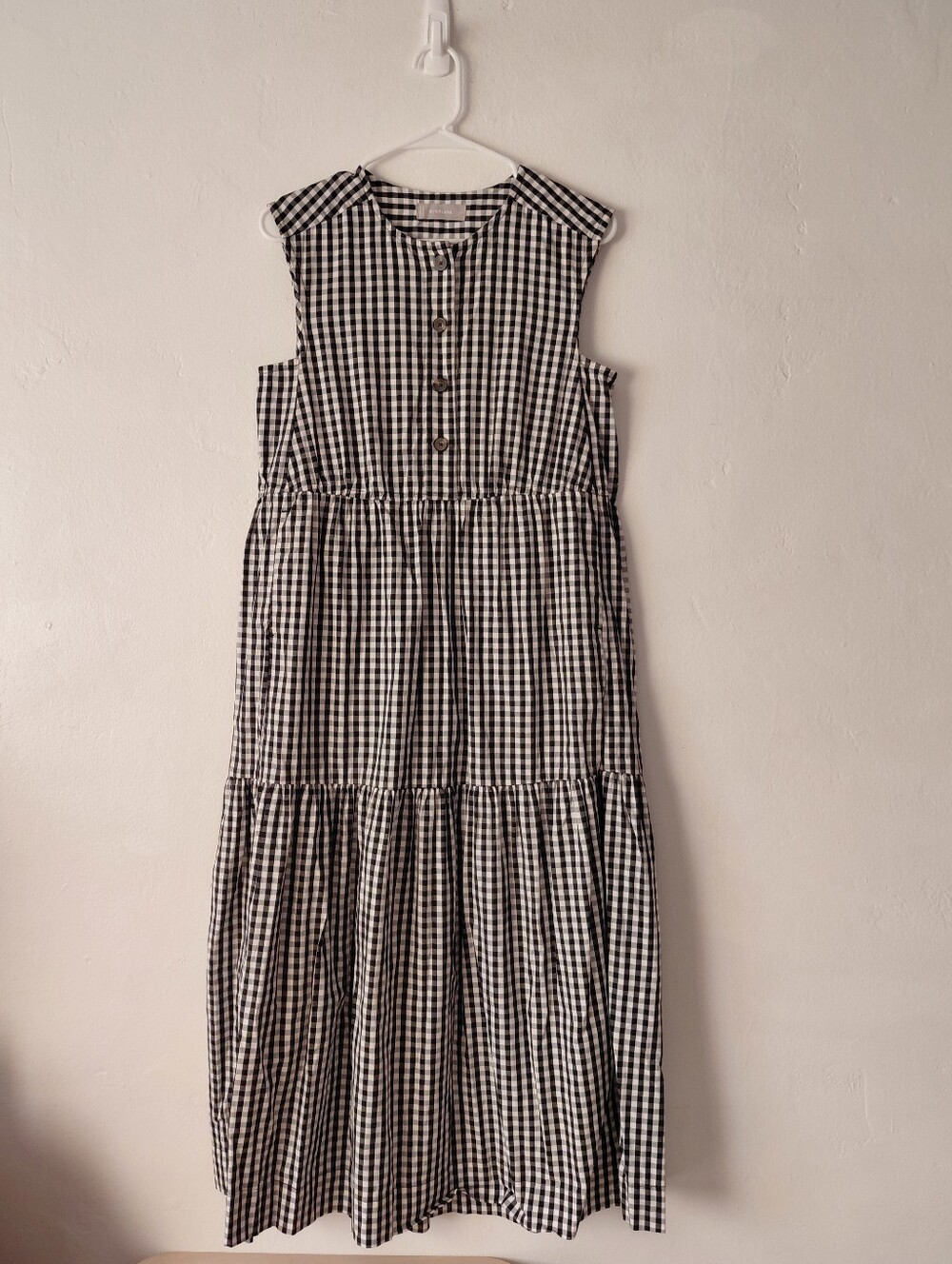 Everlane Black and White Cotton Gingham Maxi Midi Dress